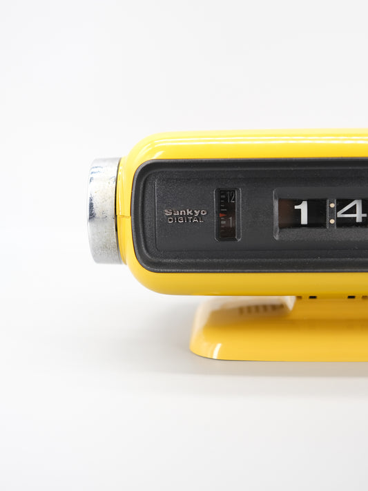 日本制 70s Sankyo DT-101A Digital Alarm Flip Clock 翻頁鐘 芥辣黃