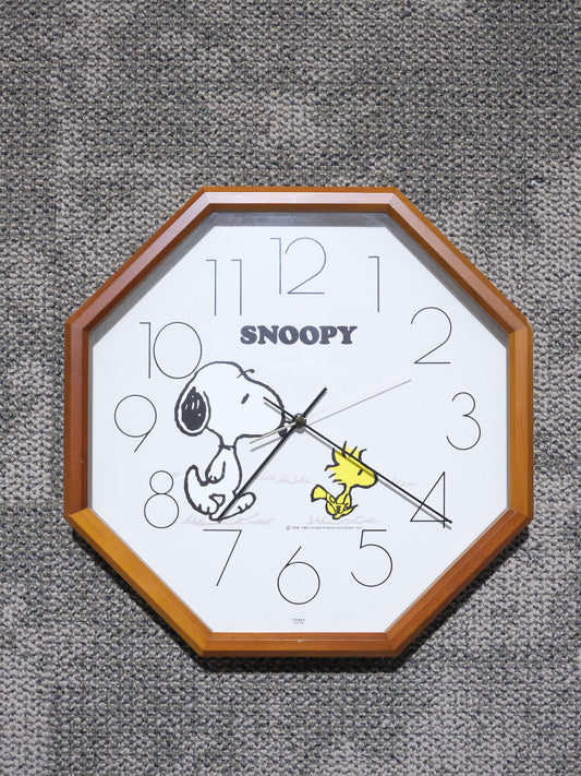 日本制 Citizen Snoopy Quartz 大Size 38 cm 木框 掛牆 石英鐘 Quartz Clock