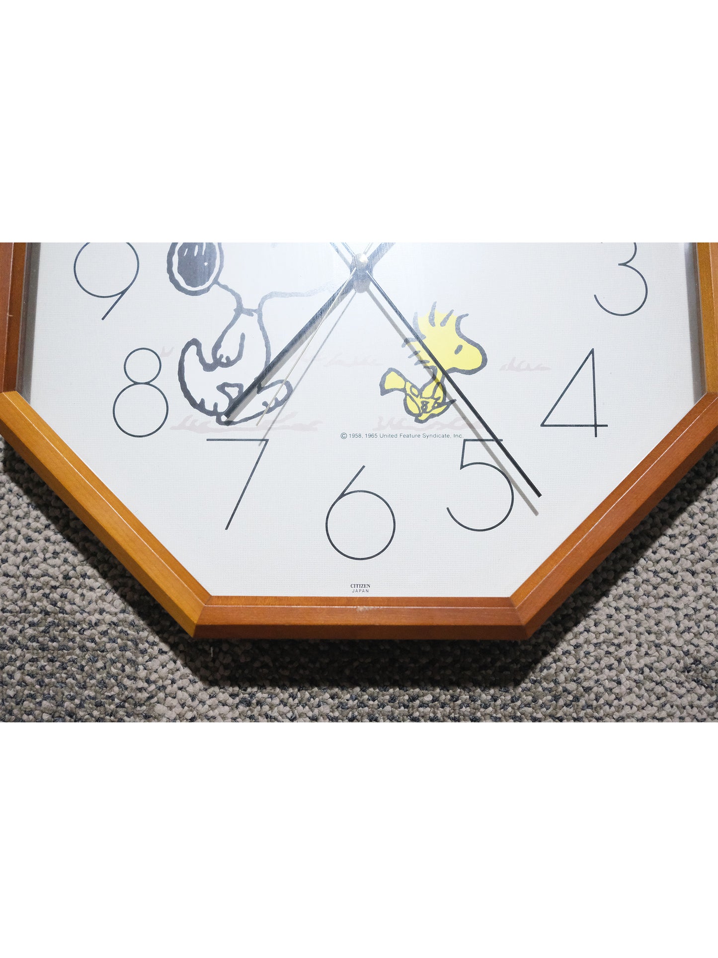 日本制 Citizen Snoopy Quartz 大Size 38 cm 木框 掛牆 石英鐘 Quartz Clock