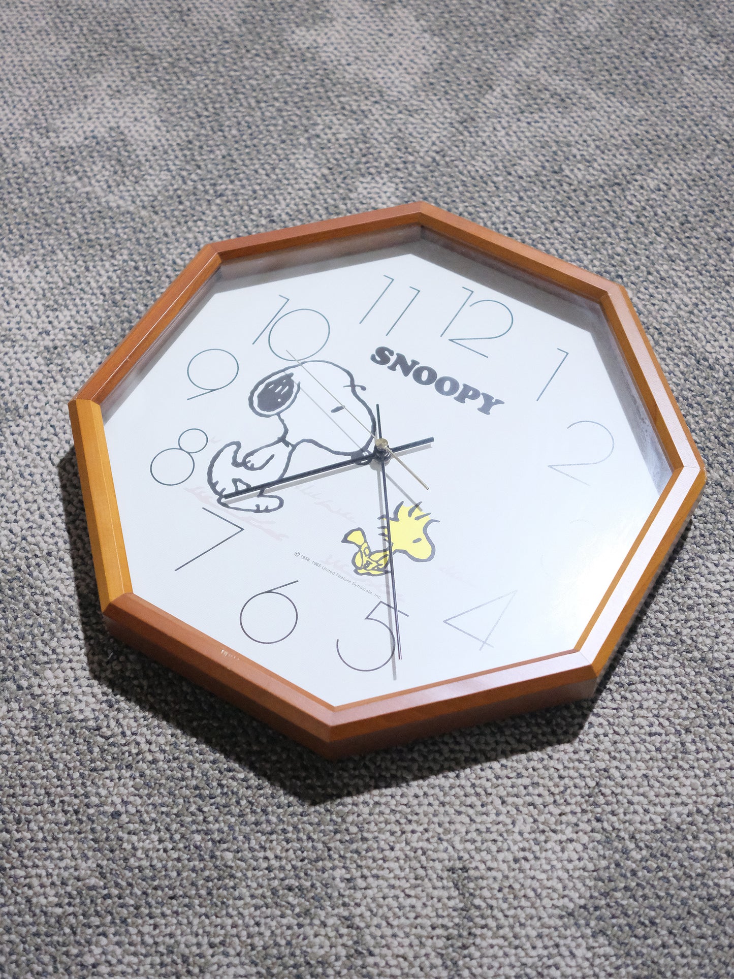 日本制 Citizen Snoopy Quartz 大Size 38 cm 木框 掛牆 石英鐘 Quartz Clock